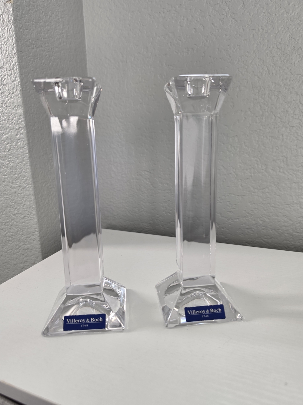 Villeroy & Boch Clear Glass Candlestick Pair - Clear